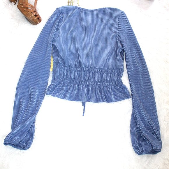 Mistyrose Bishop Sleeve Faux Wrap Blouse - Picture 13 of 14